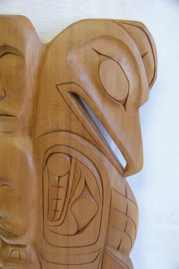 Eagle, Bear, and People Hand Carving Plaque