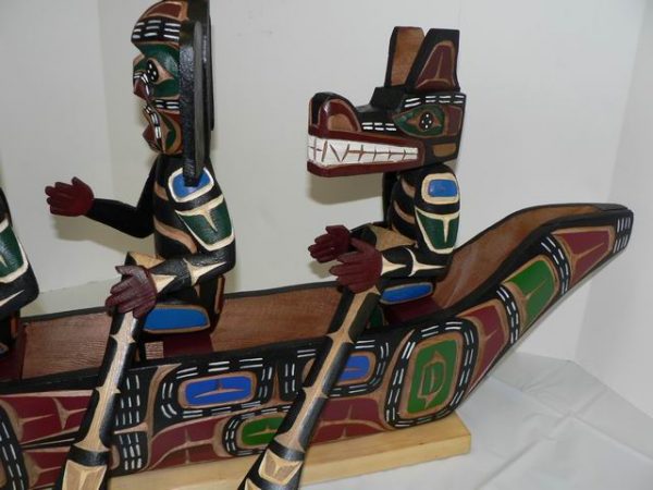 Warriors Canoe – Native Northwest Coast Table Sculpture