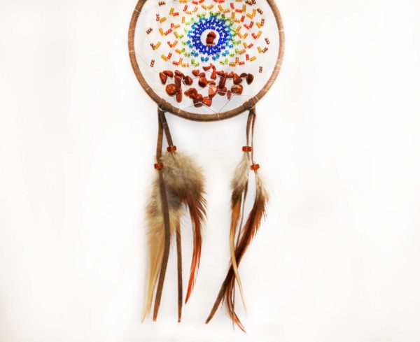 4" Energy Flow Dream Catcher-Brown with semi precious  Stones - Image 2