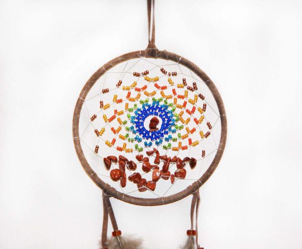 4" Energy Flow Dream Catcher-Brown with semi precious  Stones - Image 3