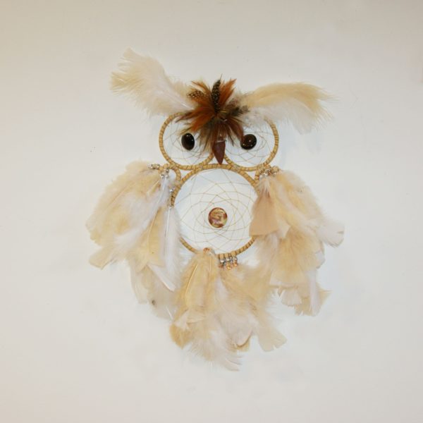 Owl Dream Catcher - Tan & White