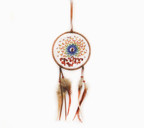 4" Energy Flow Dream Catcher-Brown with semi precious  Stones