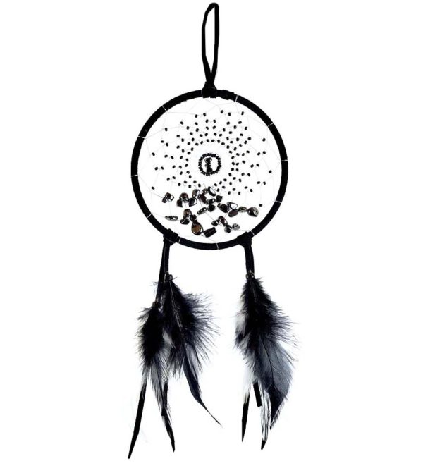 4" Energy Flow Dream Catcher with Hematite semi-precious stones