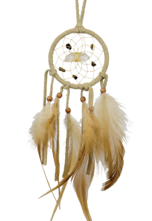 2.5" Dream Catcher w/Semi Precious Stones - Beige