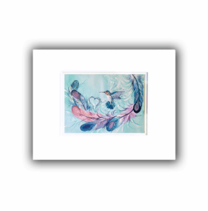 Matted Print - Hummingbird Feathers