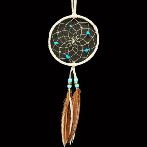 4" Tan Dream Catcher with Turquoise