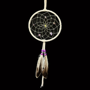 4" Tan Dream Catcher with Purple bead