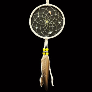4" Tan Dream Catcher with Yellow bead