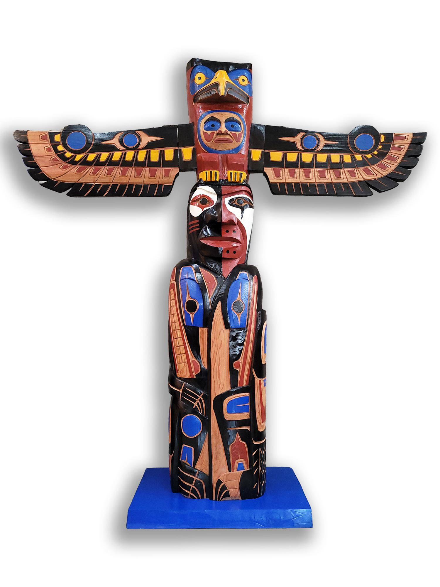 Eagle, Warrior, Wolf, Bear Totem Pole