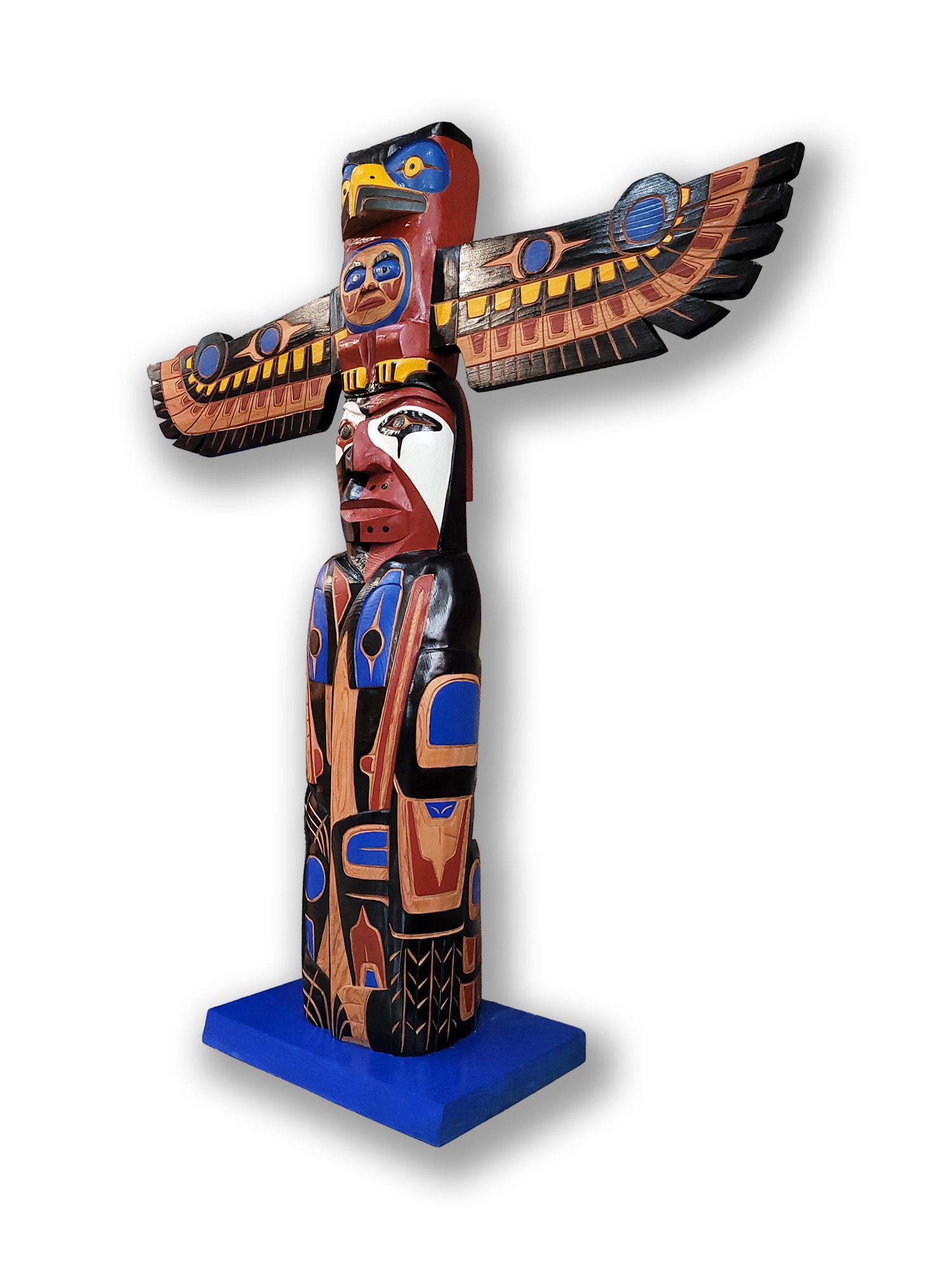 Eagle, Warrior, Wolf, Bear Totem Pole - Image 2