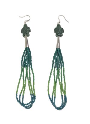 Green Turtle Beaded Earrings