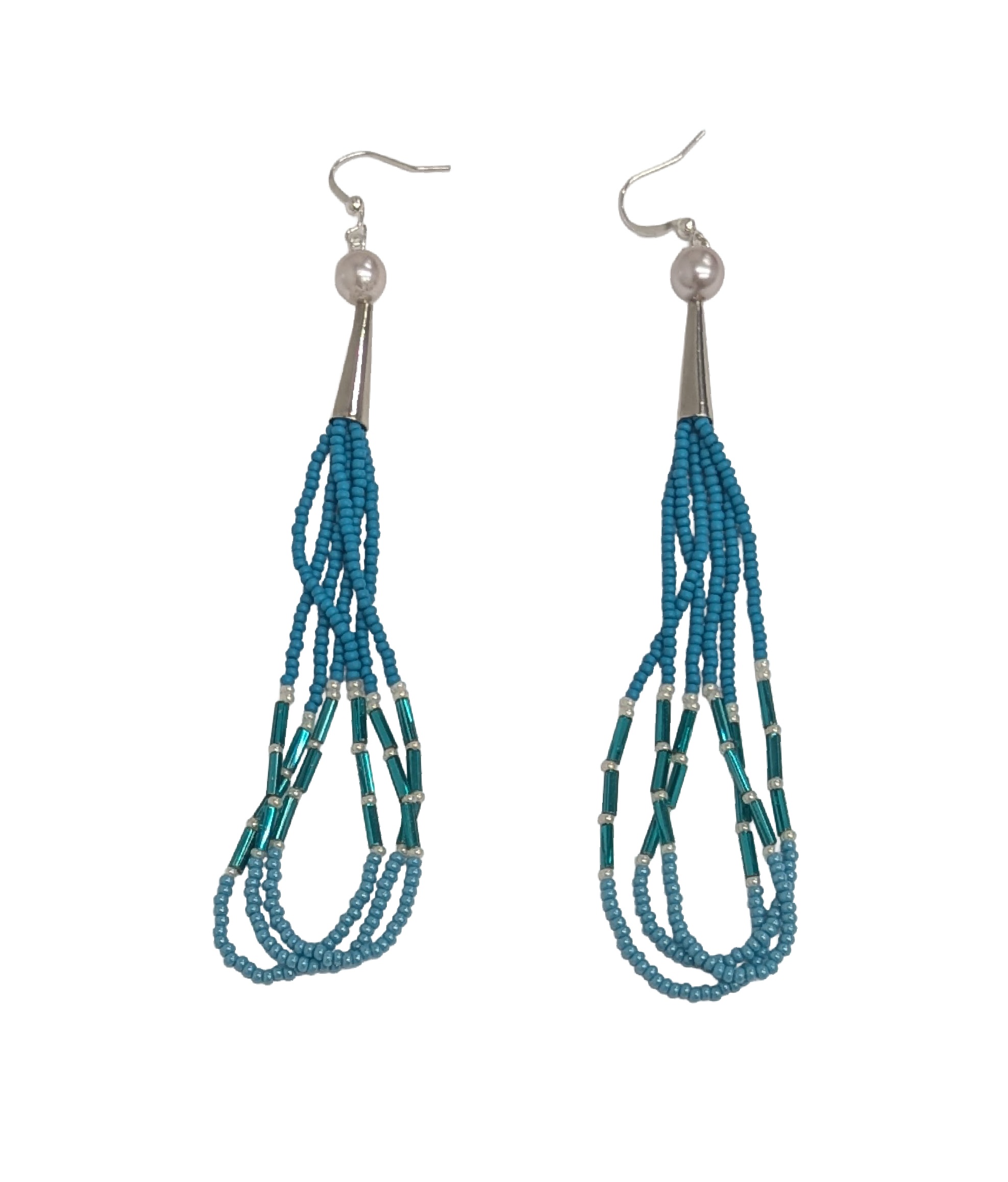 Teal Pearl Beaded Earrings