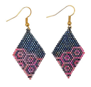Blue & Pink Beaded Earrings