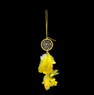 Yellow Tan Leather Dreamcatcher